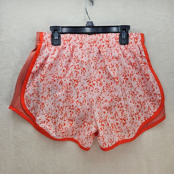 NIKE WOMEN'S LARGE DRI FIT RUNNING ACTIVE SHORTS DM7741-610 ORANGE WHITE - Picture 6 of 9
